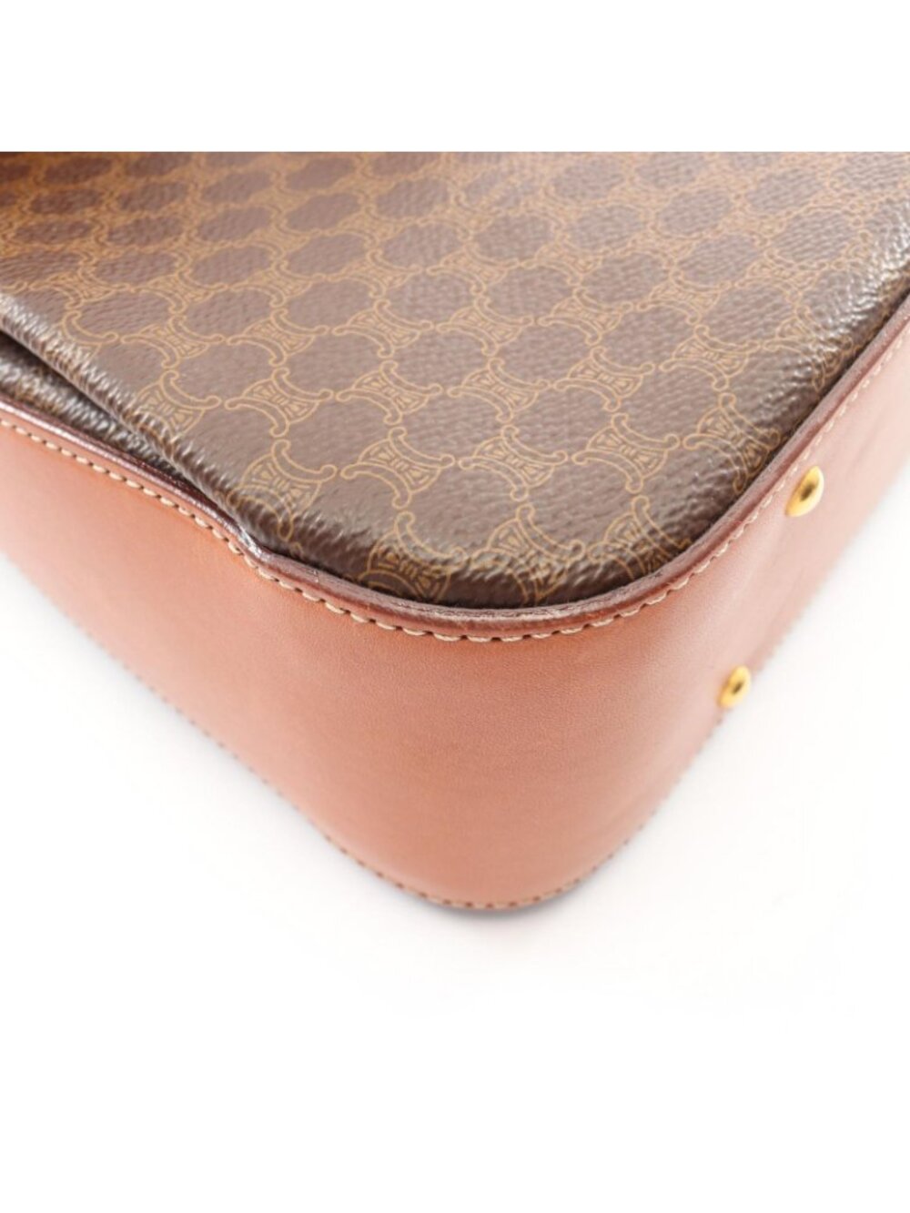 Celine Handbag Macadam 2-Way Dark Brown Canvas Leather Top Handle - Picture 8 of 12